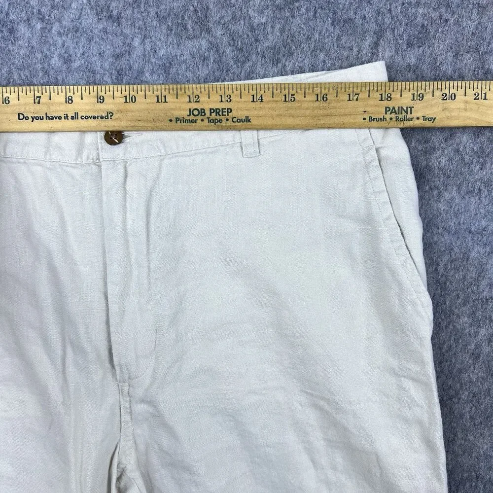 Jos A Bank Men's Travelers Pants 100% Linen Straight Leg Tan Khaki Size 38x30
